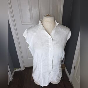 Coldwater Creek Women's Linen White Sleeveless Top Size Small